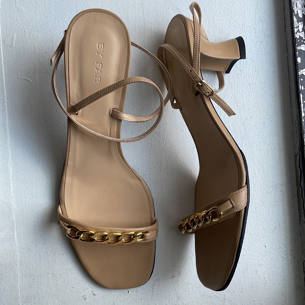 BY FAR Beige Nelly Heeled Sandals - Size 8 (EU 38)